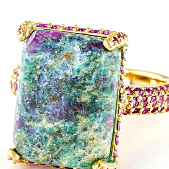 Ruby Fuchsite & 46 Pink Sapphire Ring - Picture 5 of 8